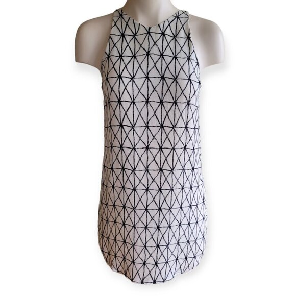 100% Silk A.L.C. Black and White Shift Dress Size 2 - Picture 4 of 11